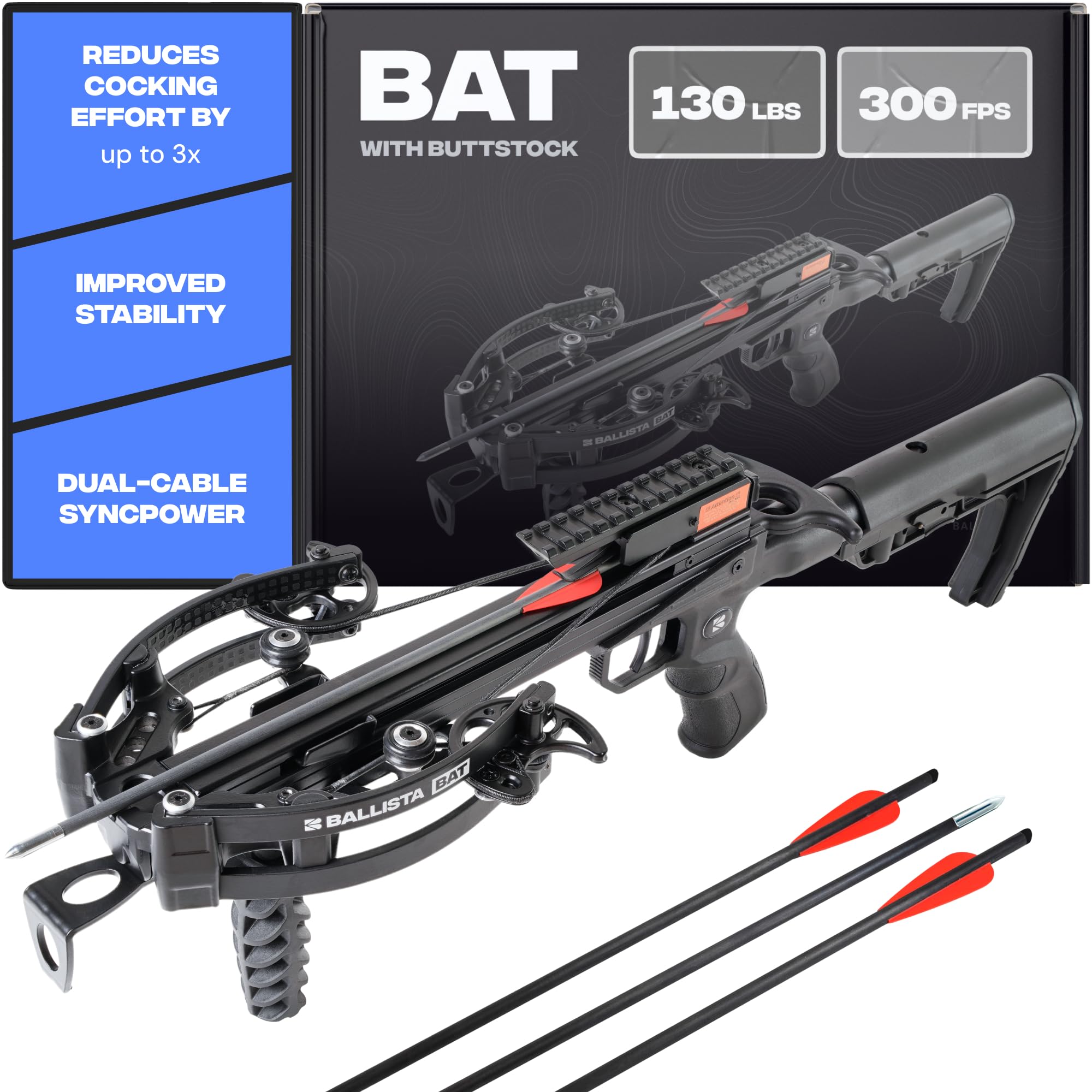 Amazon.com : BALLISTA BAT L-Stock Crossbow, 300 FPS, 130 lb